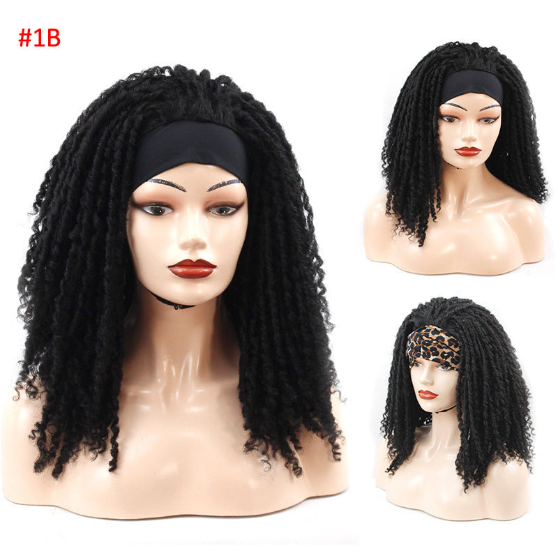 Ribbon Long Curly Crochet Hair Wig Head Cover