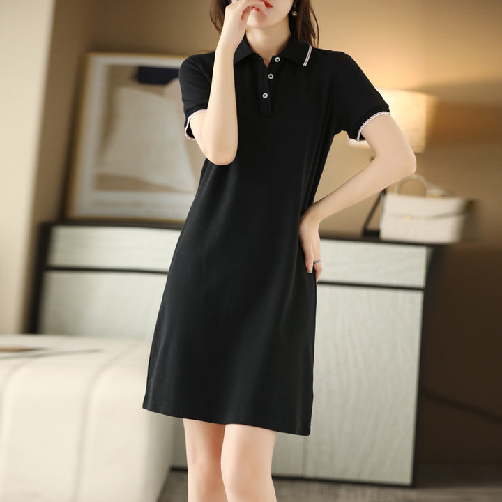 Polo Collar Mid-length Dress Women