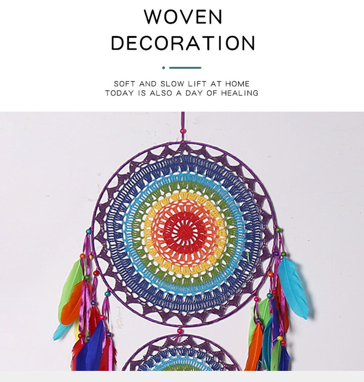 Indian Style Three Rings Colorful Dreamcatcher Wall Decoration