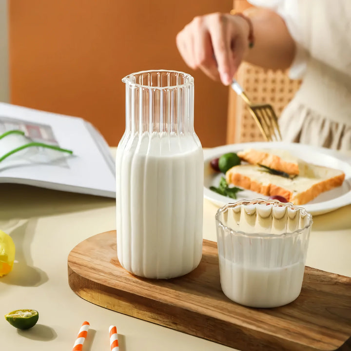 Glass Water Bottle and Teacup Set