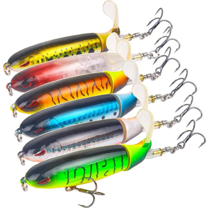 6Pcs Topwater Fishing Lures with Rotating Tail