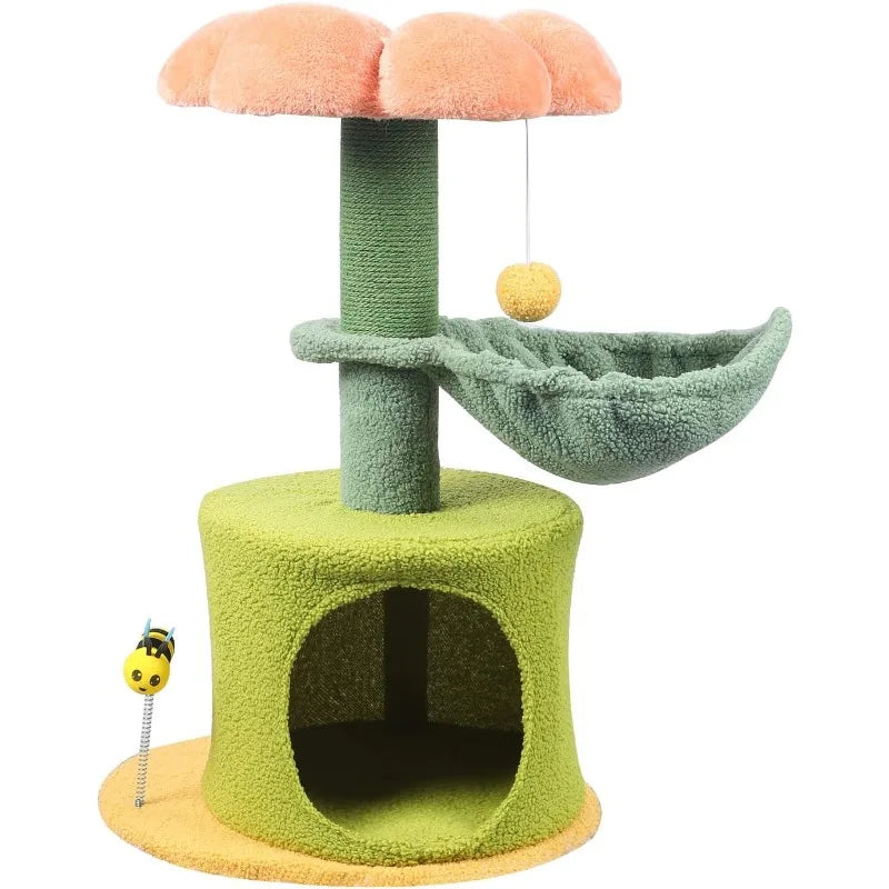 Flower Tree Cat Tower with Hammock Bed