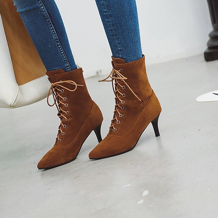 Women's Plus Size Foreign Trade Pointed-toe Stiletto Ankle Boots