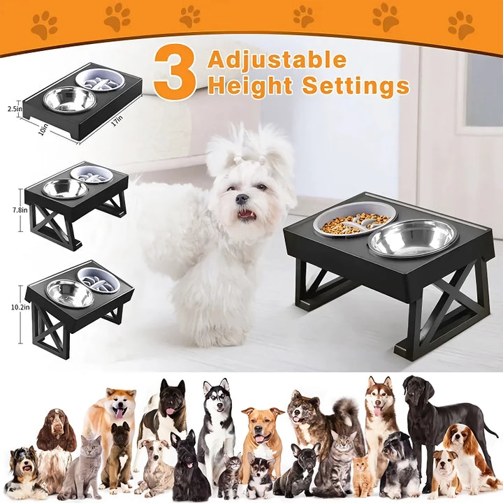 Adjustable Dog Elevated Bowls Stand