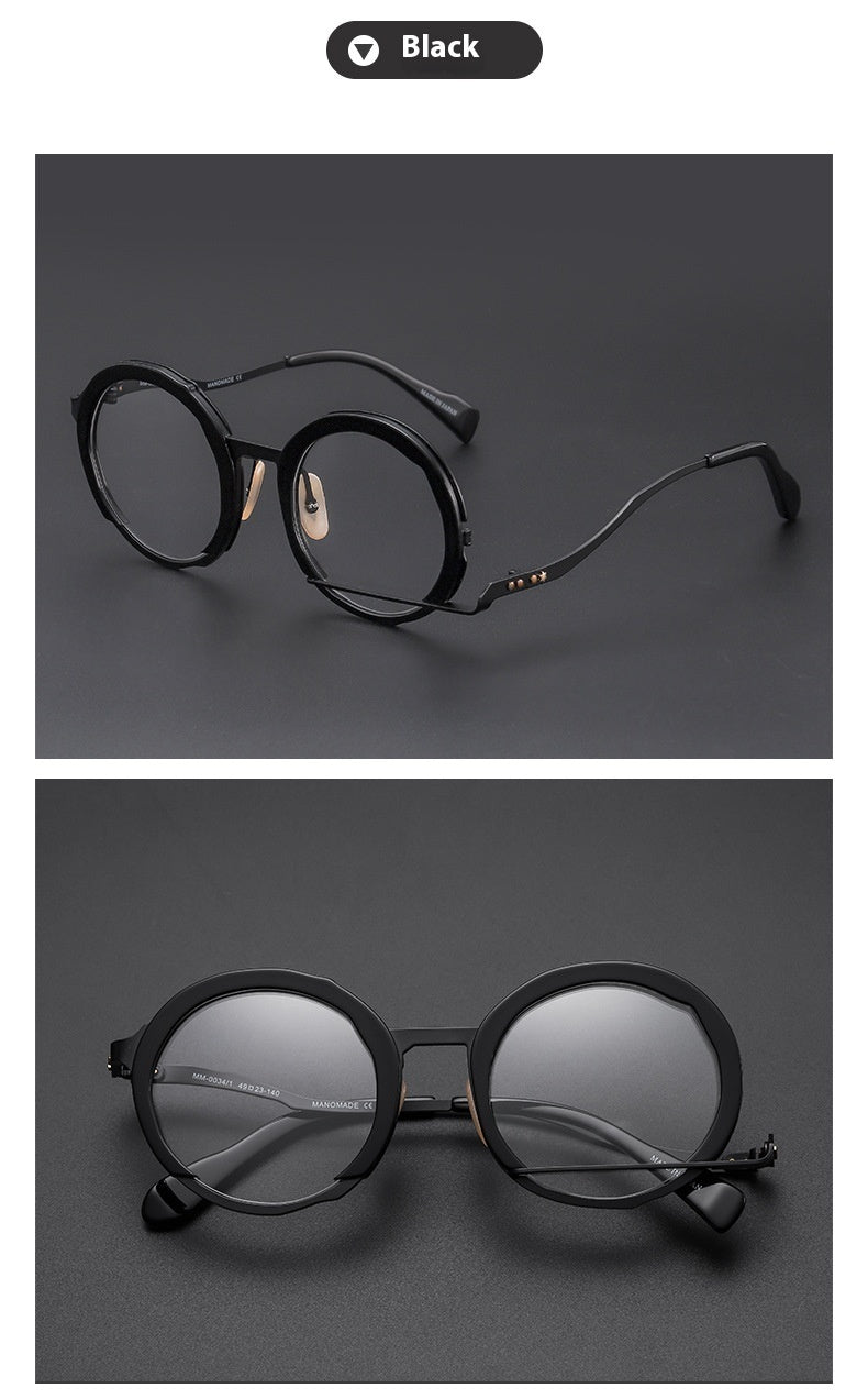 Can Be Equipped With Degrees Large Frame Fashion Round Frame Metal Spectacle Frame