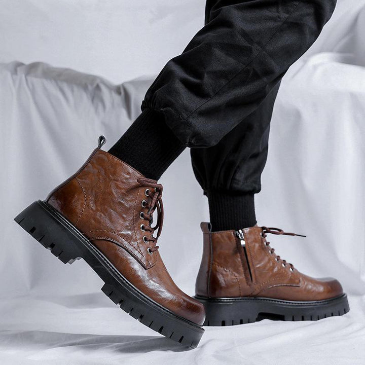 Vintage Leather Ankle Boots for Men