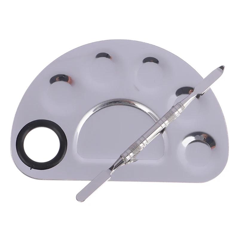 Stainless Steel Makeup & Nail Art Mixing Palette with Spatula - Professional & Portable Beauty Tool Kit