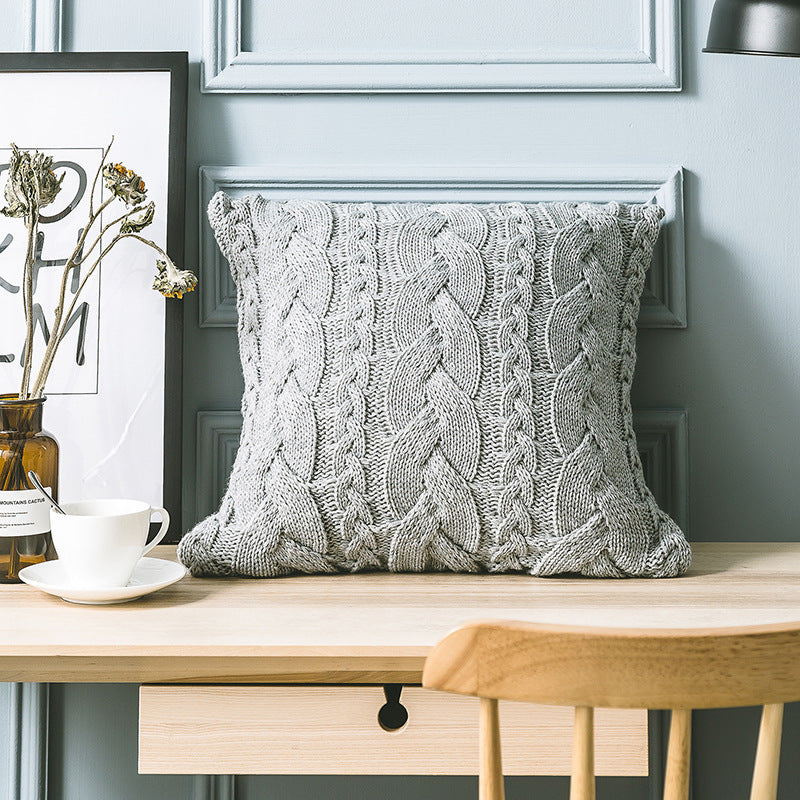 Elegant Gray Knitted Pattern Decorative Pillowcase