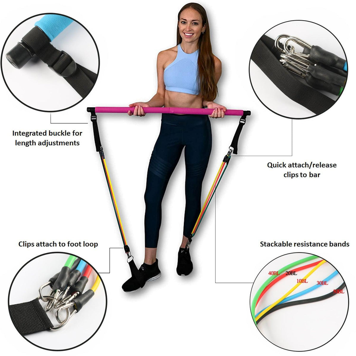 Fitness Yoga Pilates Bar Portable Gym Accessories Sport Elastic Bodybuilding Resistance Bands For Home Trainer Workout Equipment - Trendha