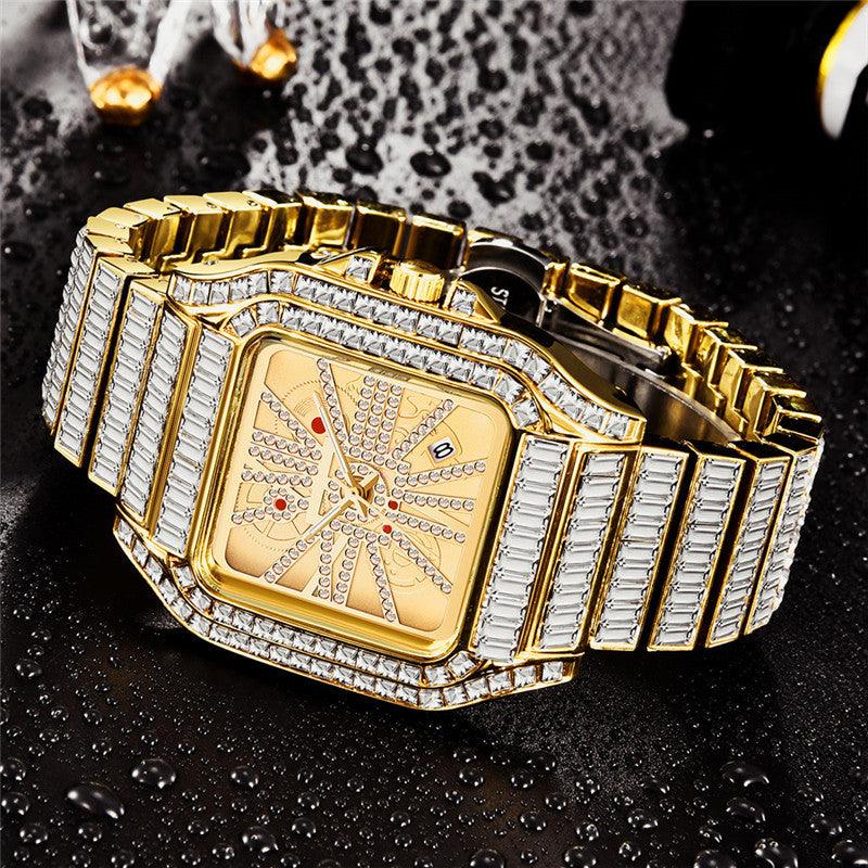 Hip Hop Full Diamond Large Dial Men's Quartz Watch - Trendha