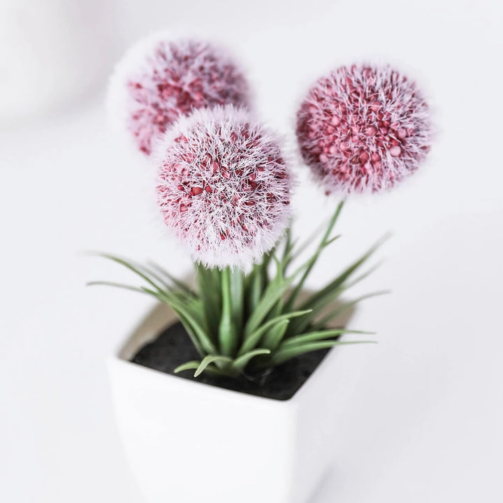 3PCS Artificial Hairy Ball Bonsai for Home and Office Decor