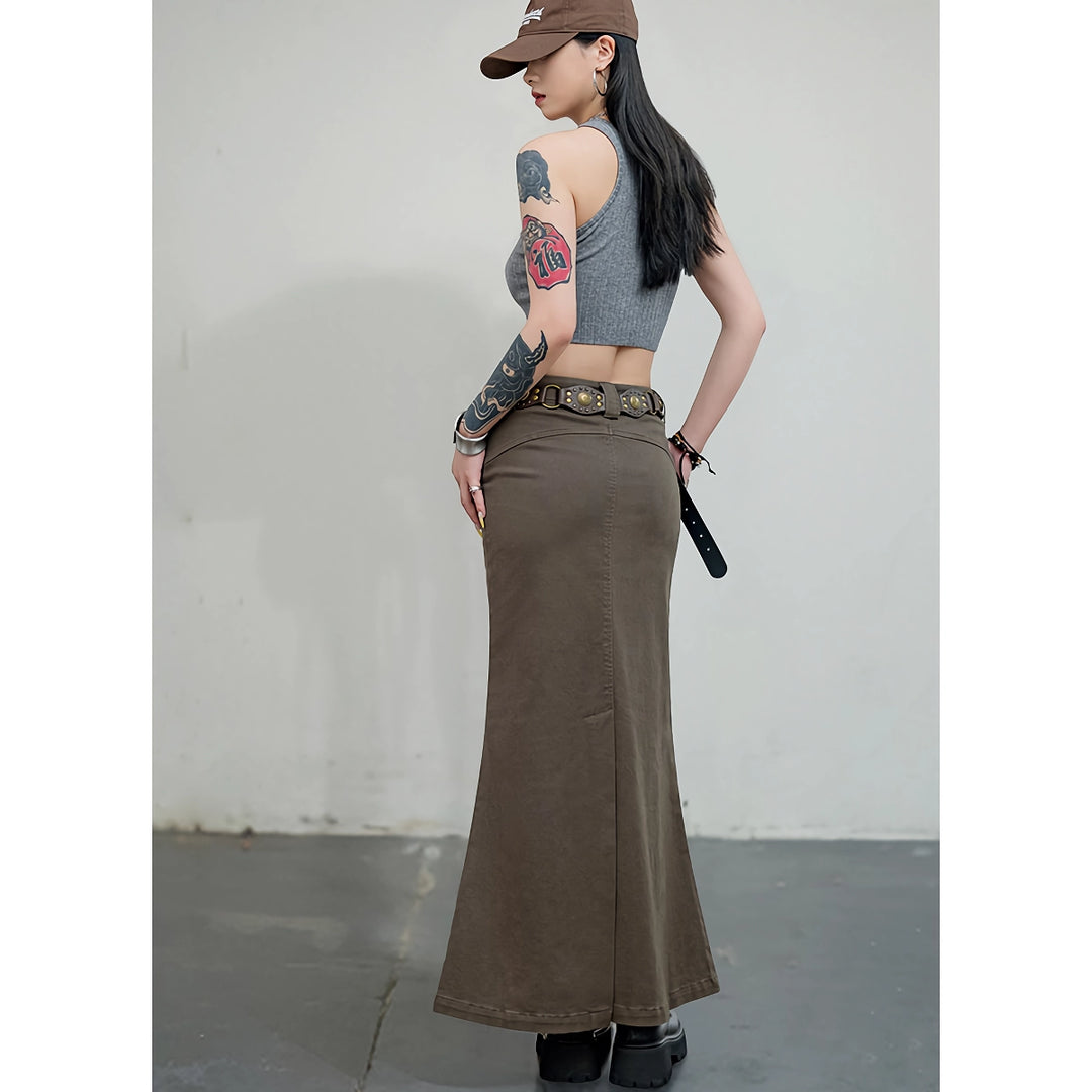 Elegant High Waist Slim Fishtail Skirt for Women