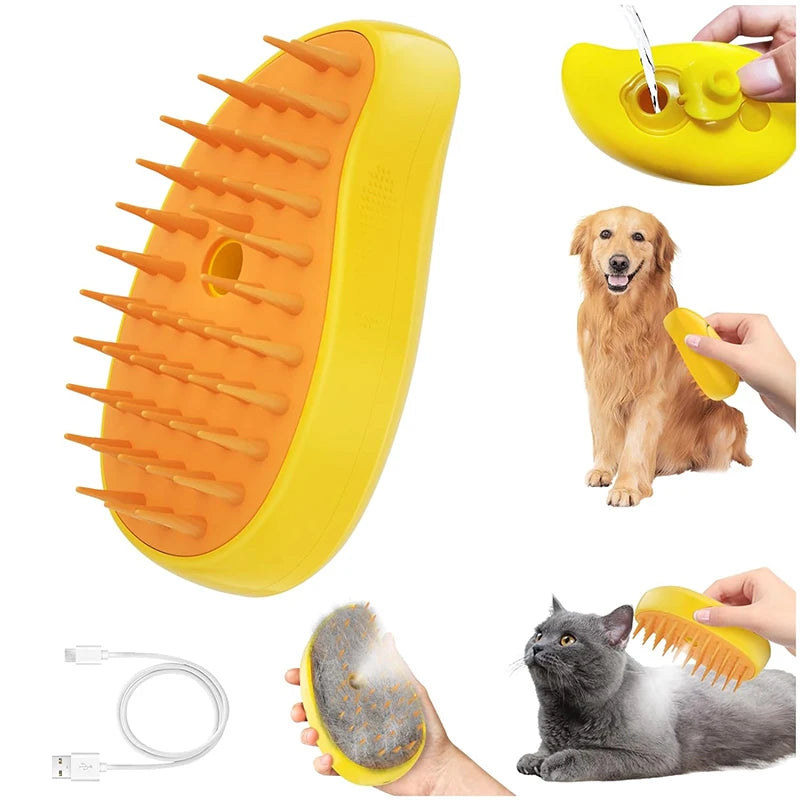 3-in-1 Electric Pet Steam Brush for Dogs & Cats