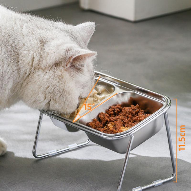 Stainless Steel Elevated Pet Food Bowl with Stand