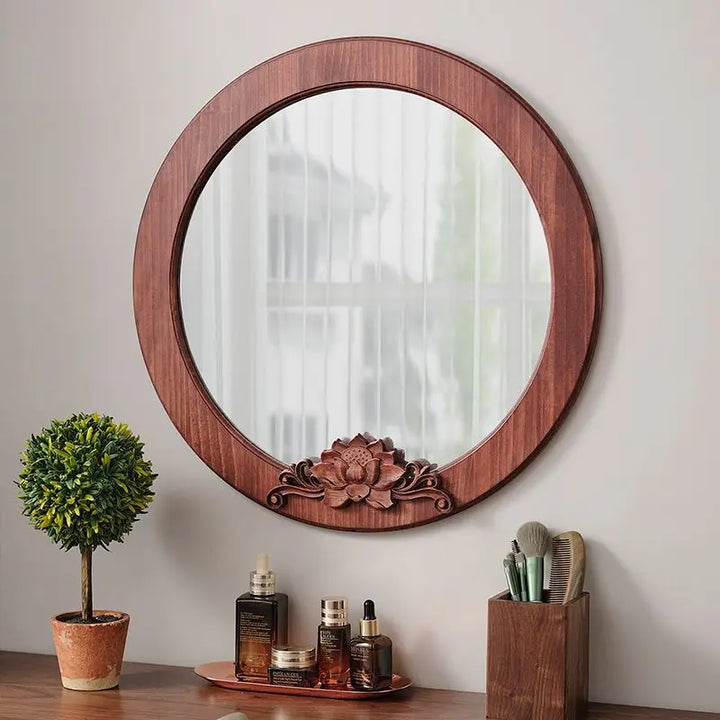 Retro Solid Wood Wall Mirror