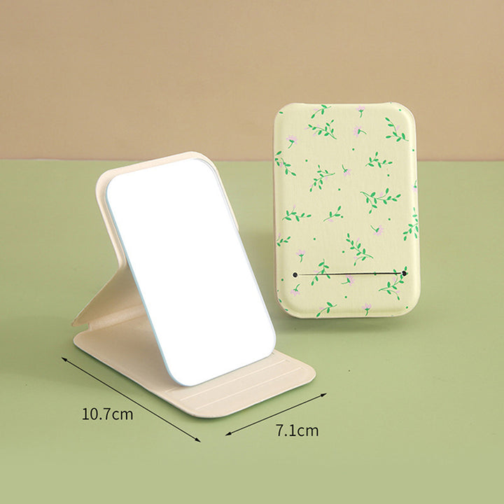 Floral Flip Folding Makeup Mirror Portable Pocket Mirror Ladies Rectangular Makeup Mirror Handheld Vanity Mirror