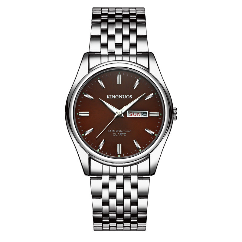 Genuine Men's Bar Ding Women's Dual-calendar Waterproof Non-Mechanical Quartz Watch