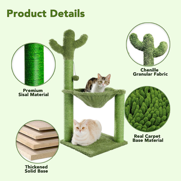 Cactus Cat Scratching Post with Hammock