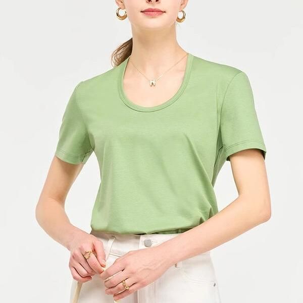 Silk Cotton Blend Short-Sleeve Tee in Candy Colors