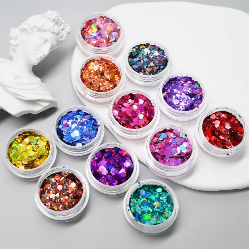 24pcs Laser Holographic Chunky Nail Glitters