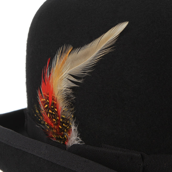 British Feather Decoration Bowler Wool Top Hat