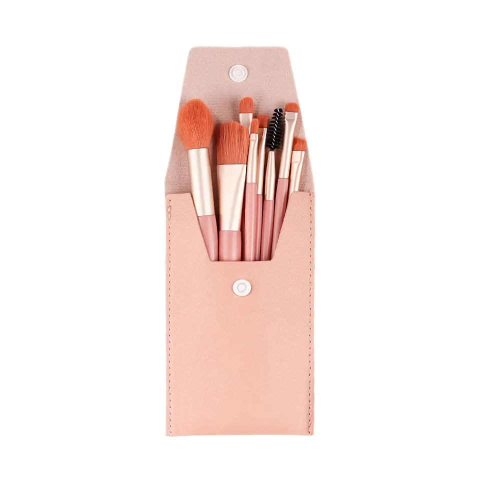 8Pcs Mini Makeup Brush Set - Portable Travel Cosmetic Brushes