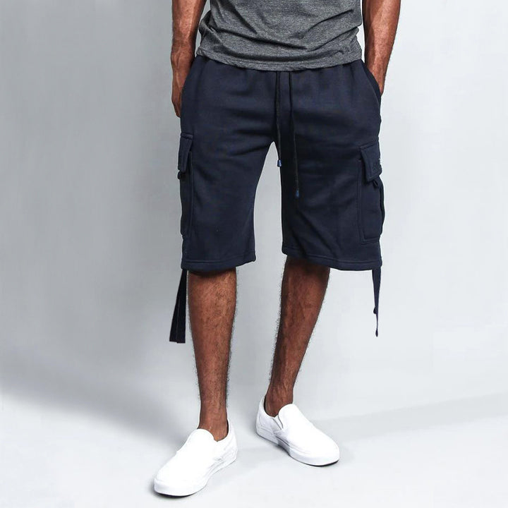 Men's Casual Five-point Overalls Multi-pocket Loose Straight Shorts