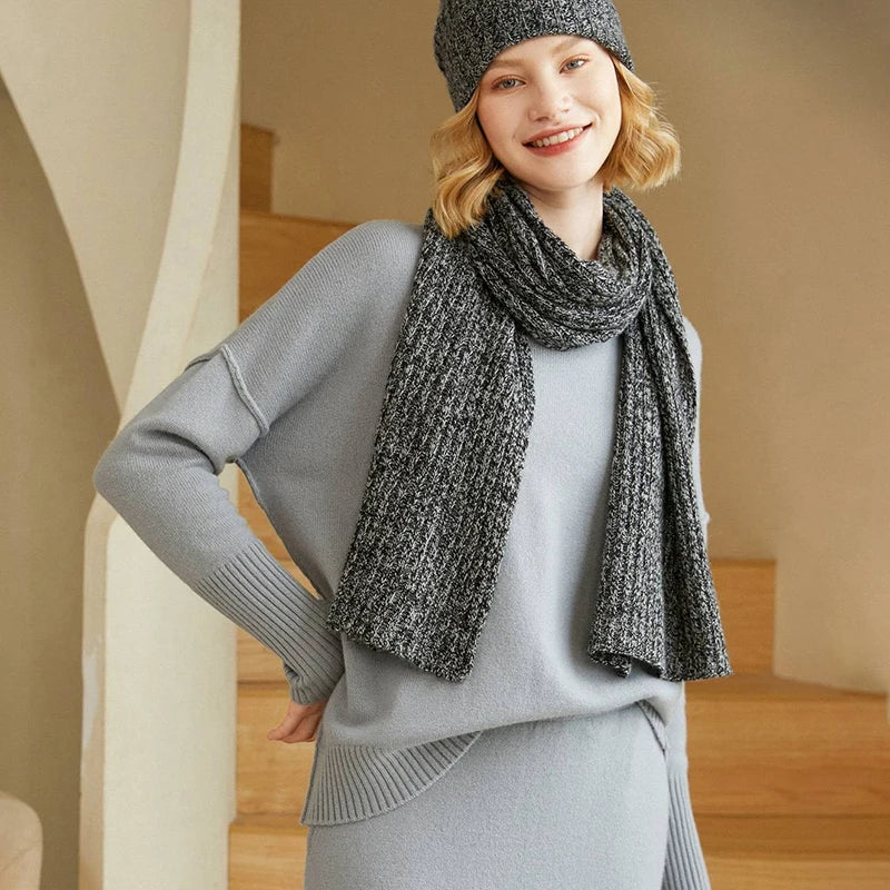 Luxurious 100% Cashmere Knit Winter Scarf for Women