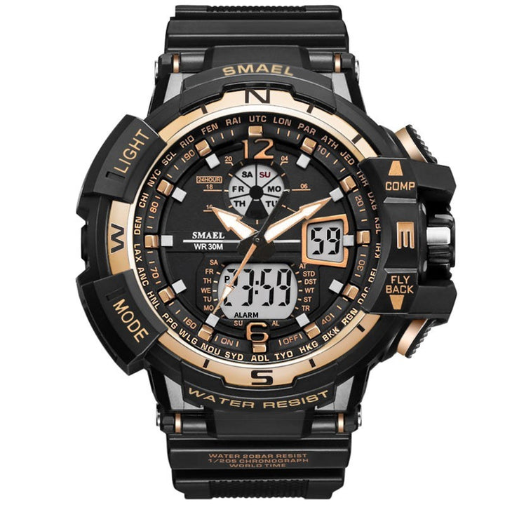 Dual display waterproof multi-function watch