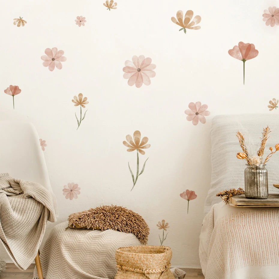 Boho Floral Watercolor Wall Stickers