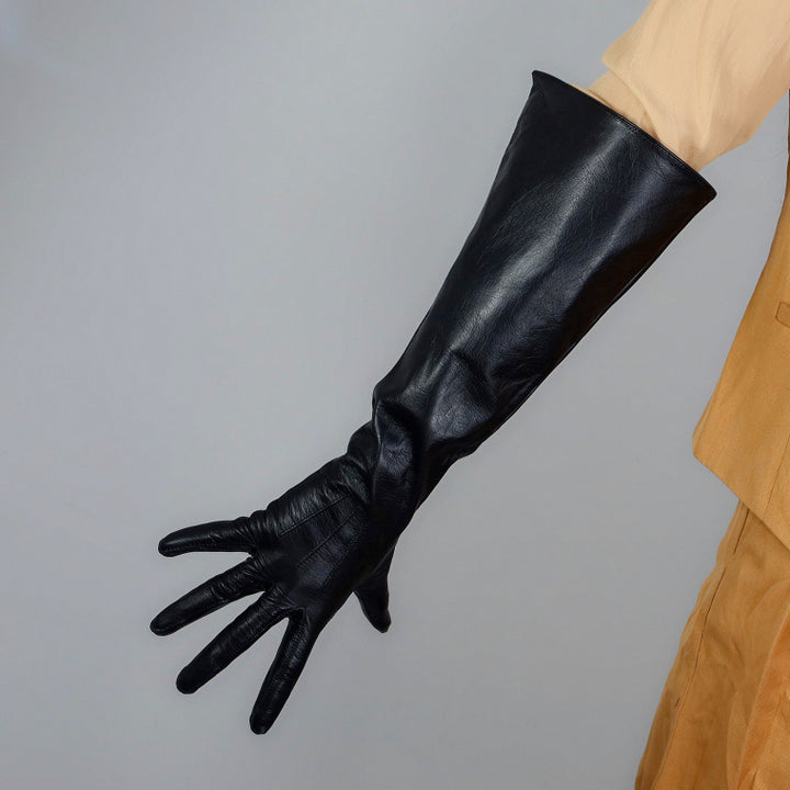 Patent Leather Long Gloves 50cm Large Sleeves Puff Sleeves