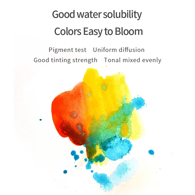 24/36 Color Portable Watercolor Paint Set with Brush Pen for Travel &amp; Art Supplies
