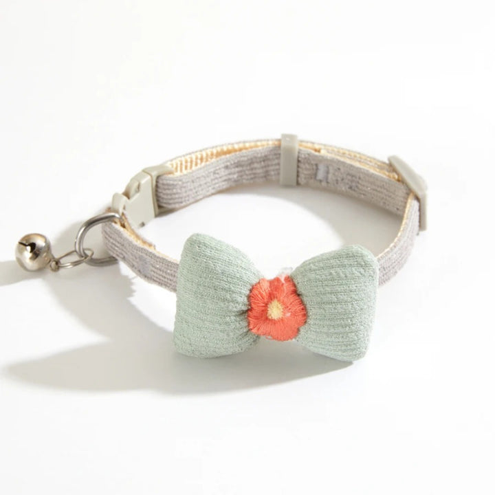 Checkered Pet Collar with Butterfly Knot