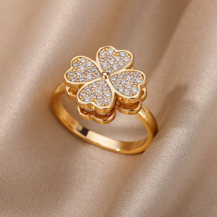 Heart and Clover Adjustable Women's Ring