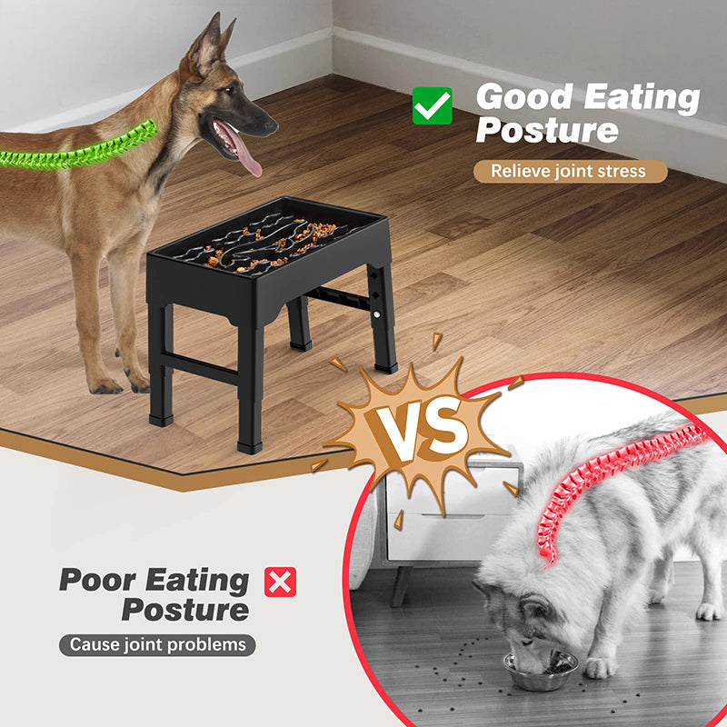 Adjustable Elevated Dog Bowls with Slow Feeder for Large Dogs