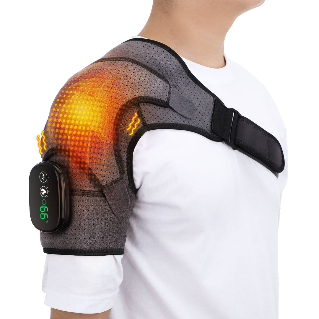 2-in-1 Electric Heating Shoulder Massager & Adjustable Heated Back Brace