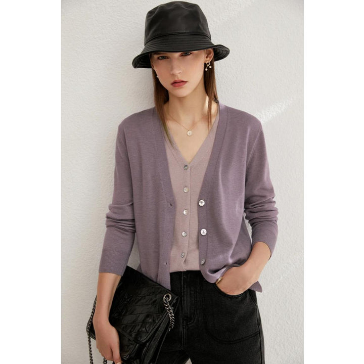 Minimalist Autumn V-Neck Woolen Cardigan