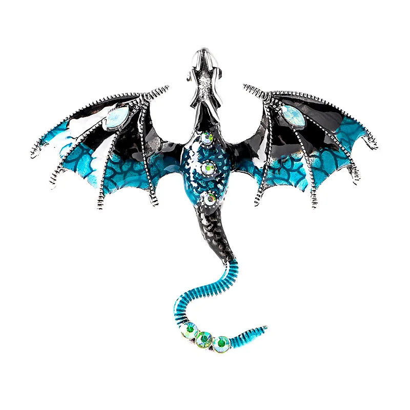 Vintage Enamel Flying Dragon Brooch