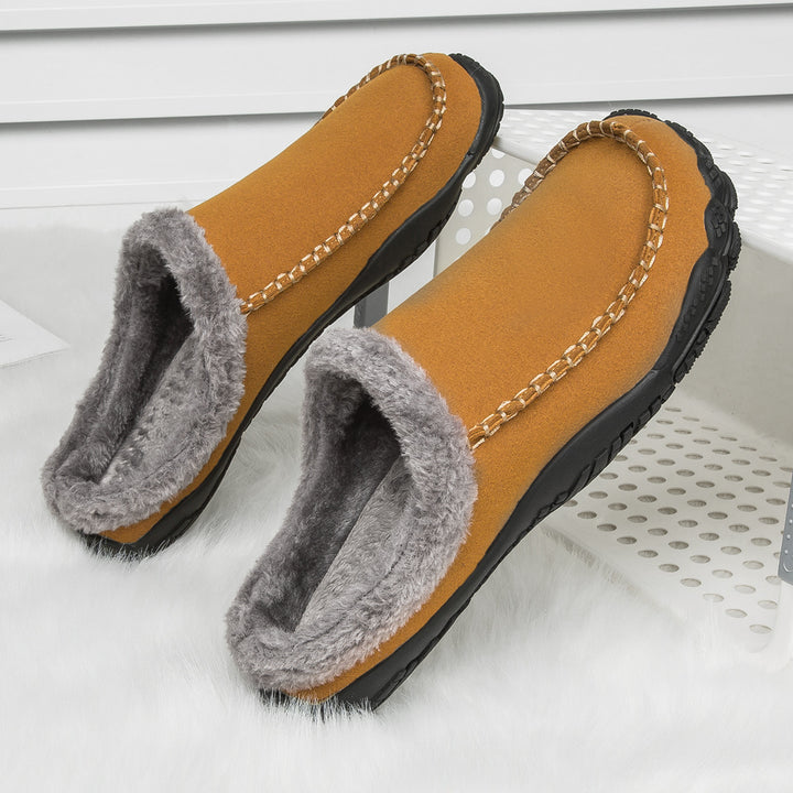 Men's Winter Warm Slippers Lightweight Anti-slip Cozy Fuzzy Winter House Slippers Wide Indoor Outdoor Shoes