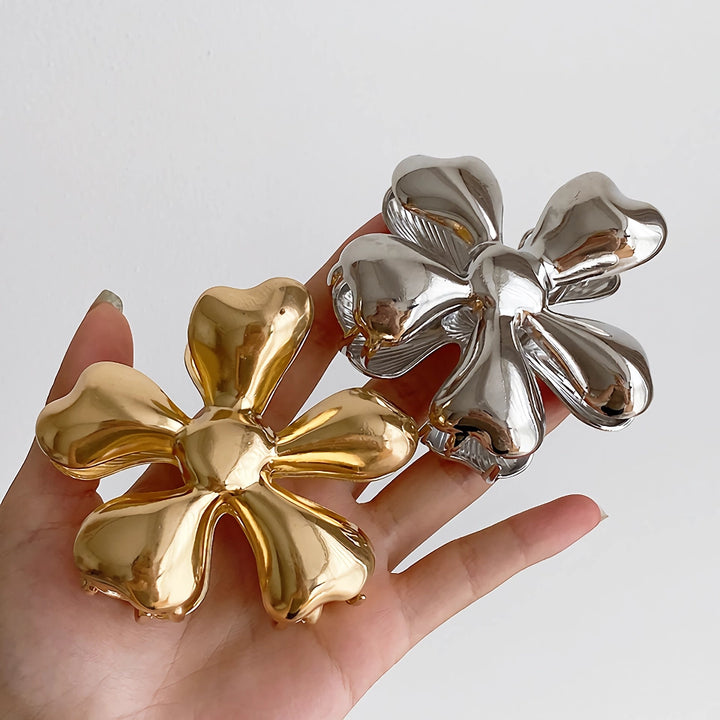 Gold Floral Metal Hair Claws – Chic Hair Accessories for Women