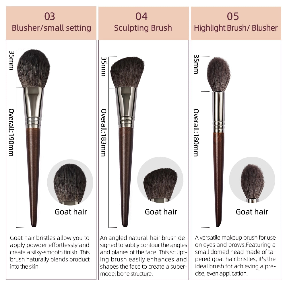 Soft Goat Hair Makeup Brush Set