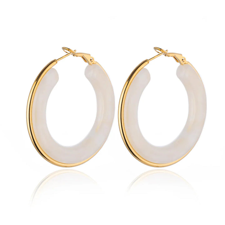 Acrylic Gradient Hoop Earrings for Women - Trendy Stainless Steel Round Earrings