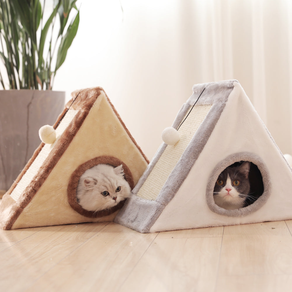 Cozy Cat House & Play Bed with Scratch Board