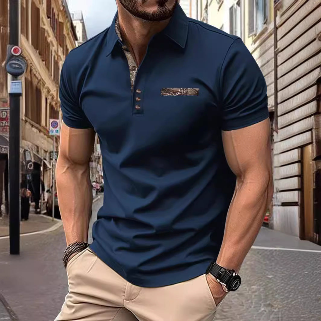 Men's Button Lapel Sports Short Sleeve