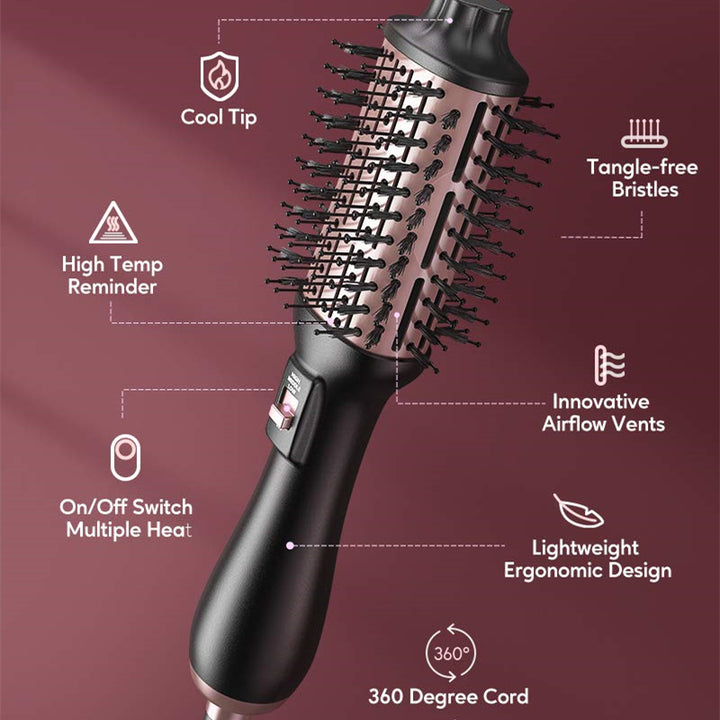 4-in-1 Hot Air Brush Blow Dryer for Voluminous Curls and Reduced Frizz