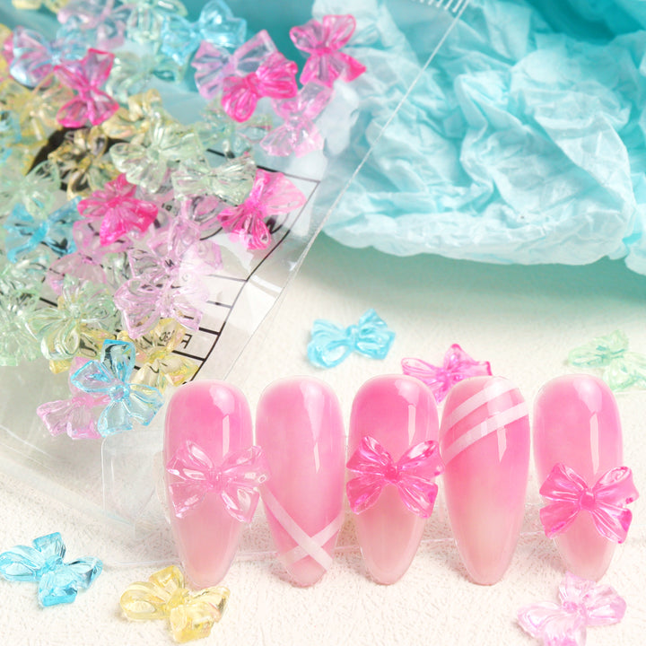 Candy Pink Bow Nail Charms