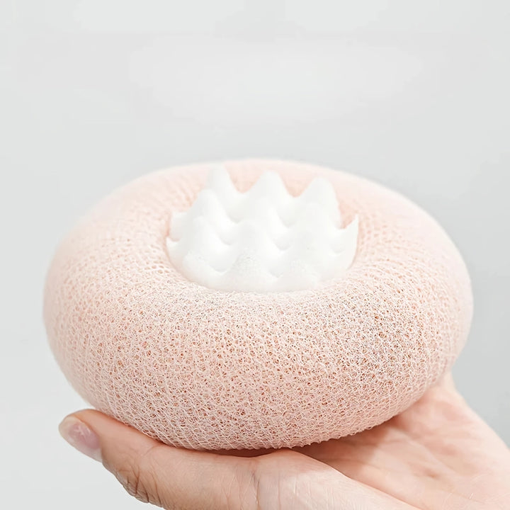 Flower Pattern Suction Cup Bath Sponge Ball Exfoliating Scrubber