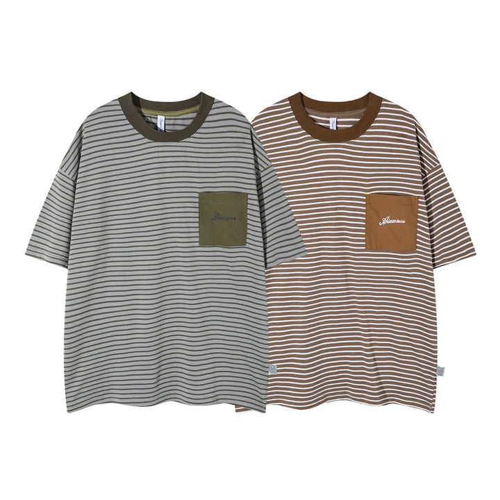Vintage Stripe Patchwork Pocket Men&
