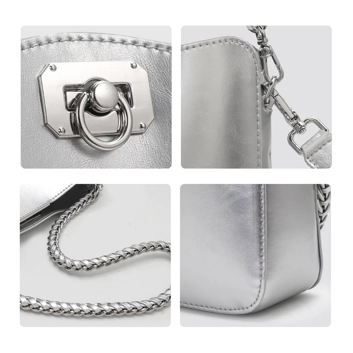 Stylish Chain Shoulder Bag – Cowhide Square Underarm Bag