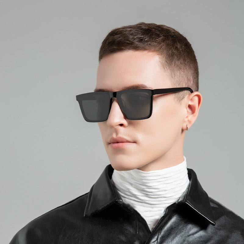 Black Square Plastic-Frame Sunglasses